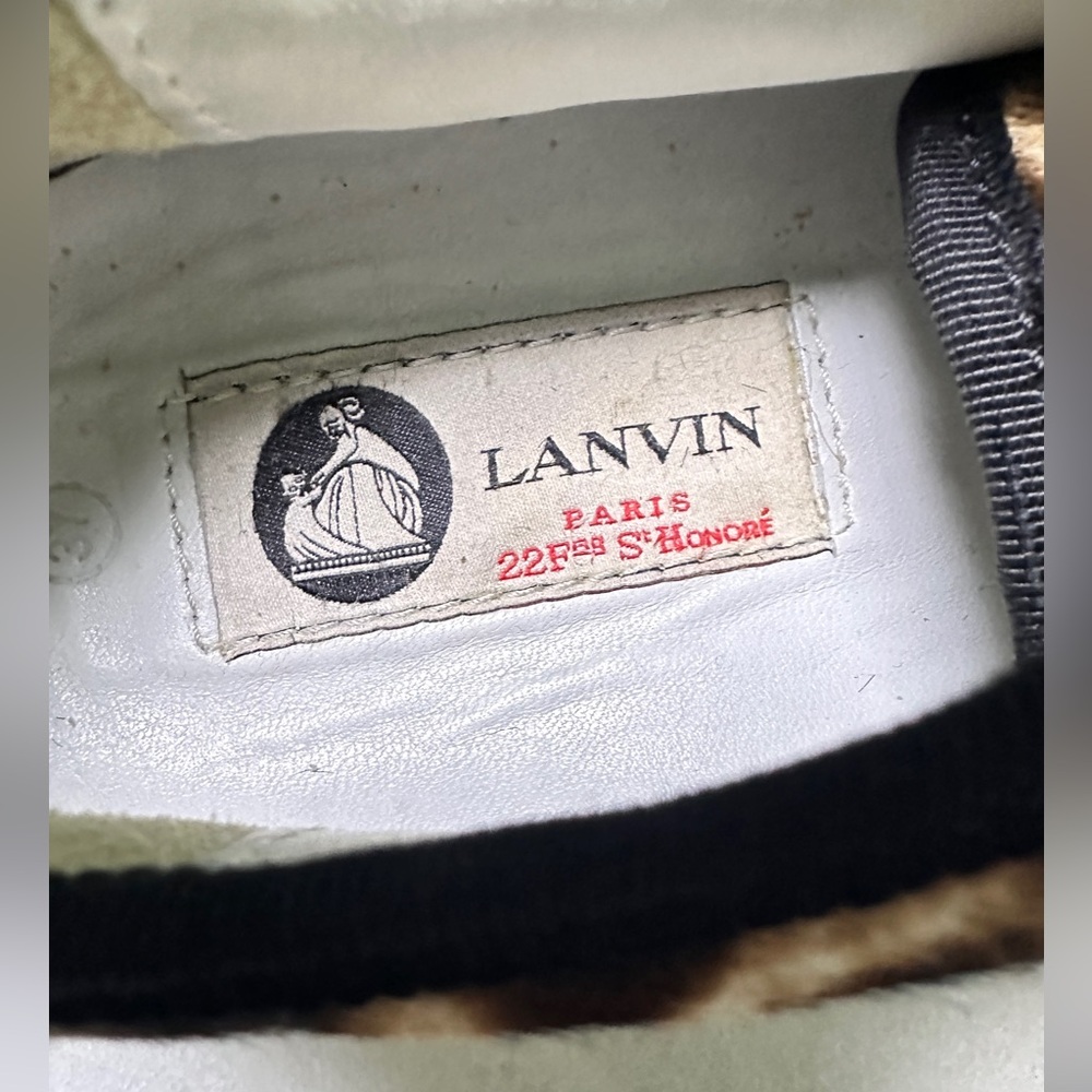 Lanvin Paris Low Top Leopard Print Calf Hair Women's Sneakers size 37 6.5 - Picture 5 of 6
